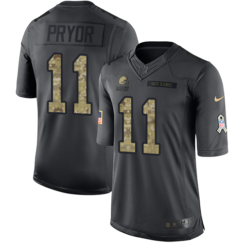 Men's Limited Terrelle Pryor Nike Jersey Black - #11 2016 Salute to Service NFL Cleveland Browns